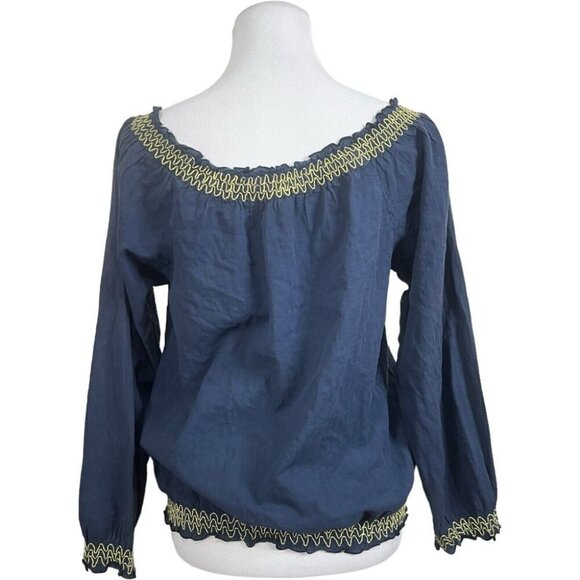 The Emporium Blouse Embroidered US Medium EU 38 Boho Bohemian Blue - Picture 4 of 9